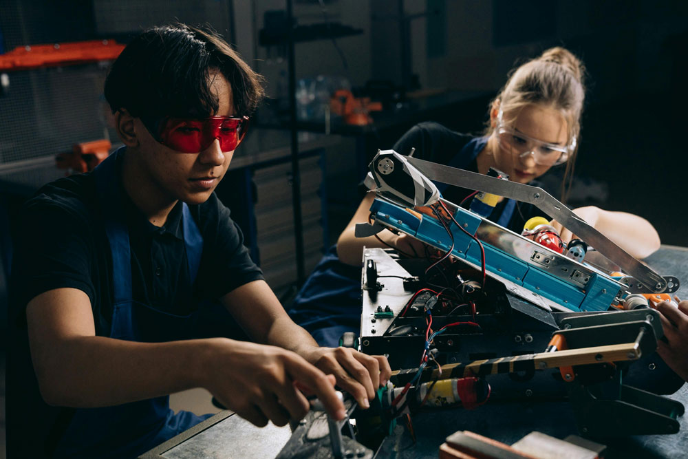 Students working at a lab