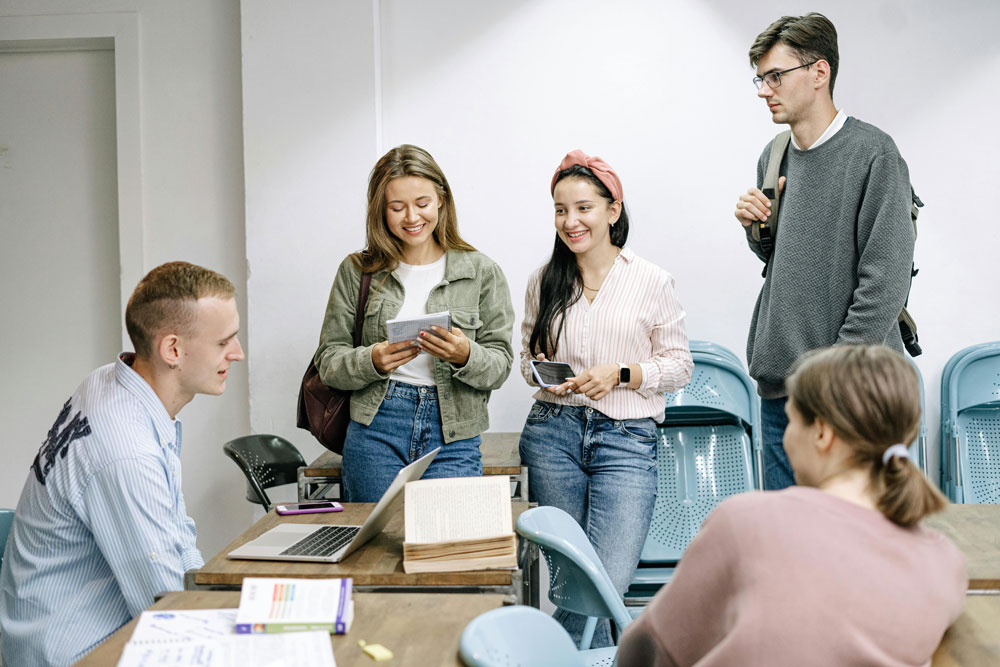 Students speaking in a group